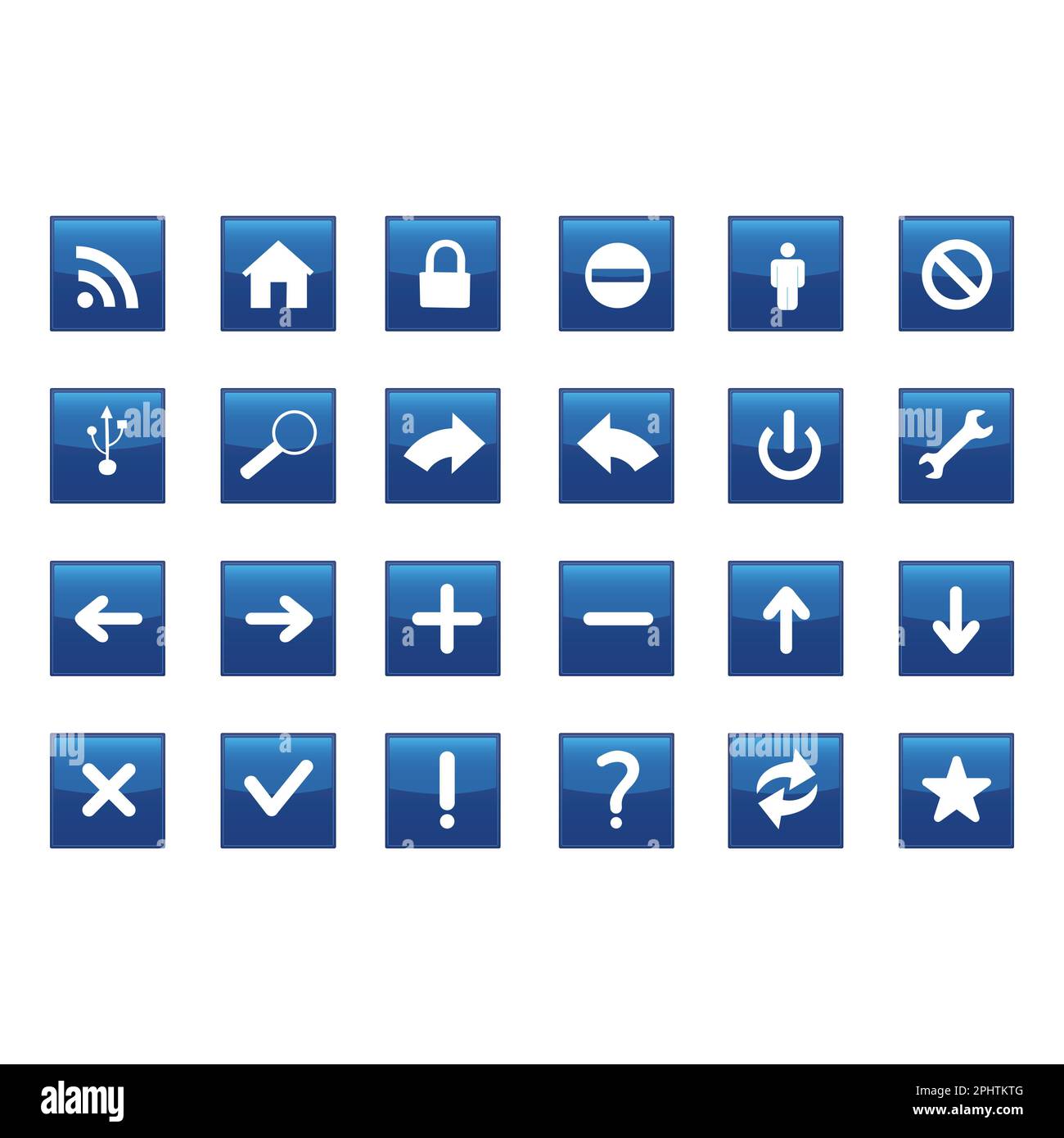 Satz blauer Symbole für Web- und mobile Anwendungen. Vektordarstellung. Stock Vektor