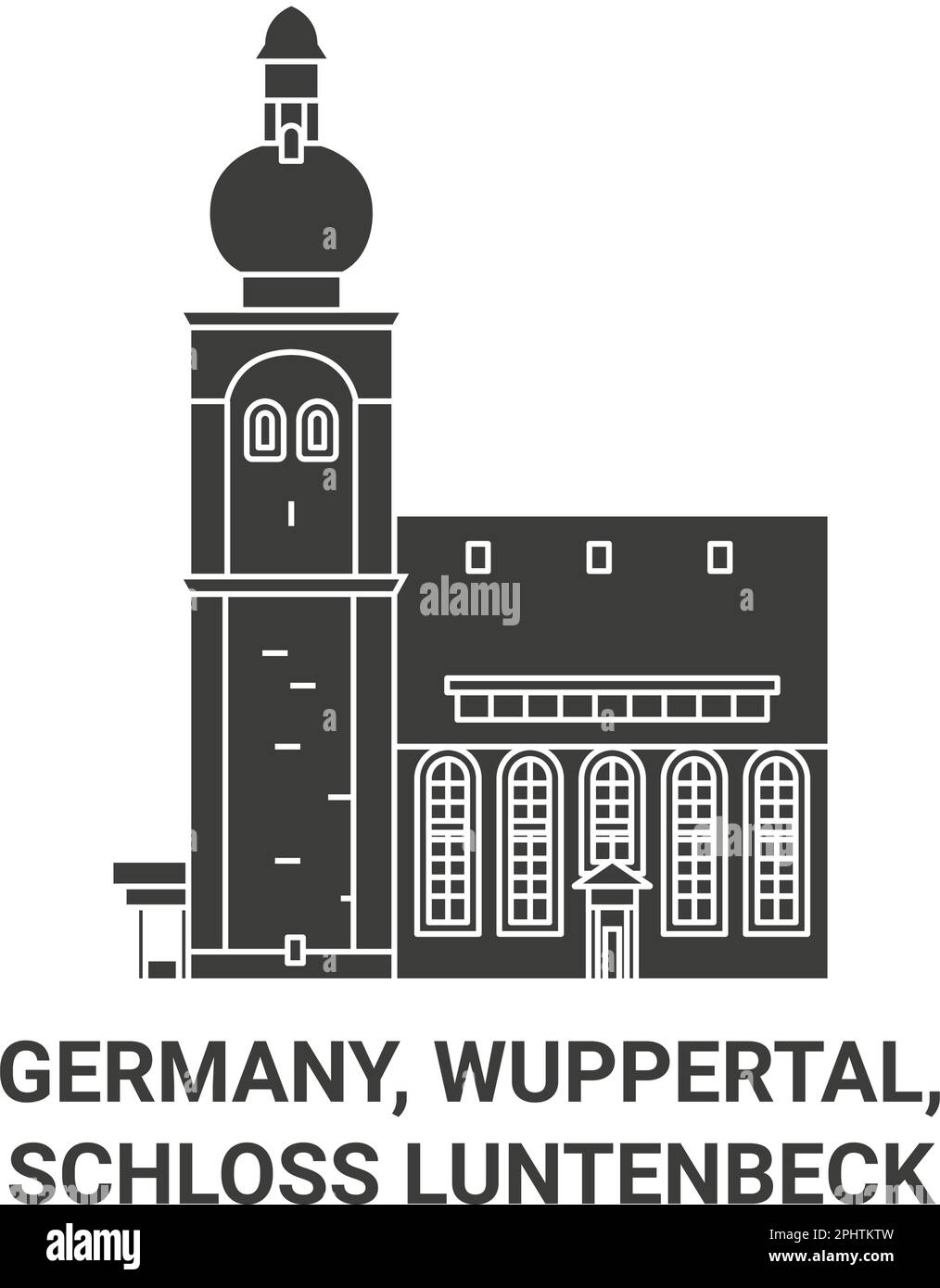 Deutschland, Wuppertal, Schloss Luntenbeck Reise-Wahrzeichen-Vektordarstellung Stock Vektor