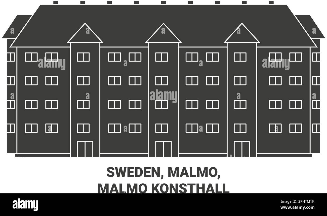 Schweden, Malmö, Malmö Konsthall reisen als Vektorbild für Wahrzeichen Stock Vektor