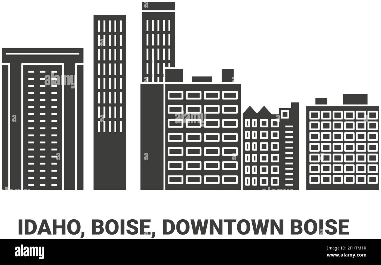 Vereinigte Staaten. Idaho, Boise, Downtown Boise, Reise-Wahrzeichen-Vektordarstellung Stock Vektor