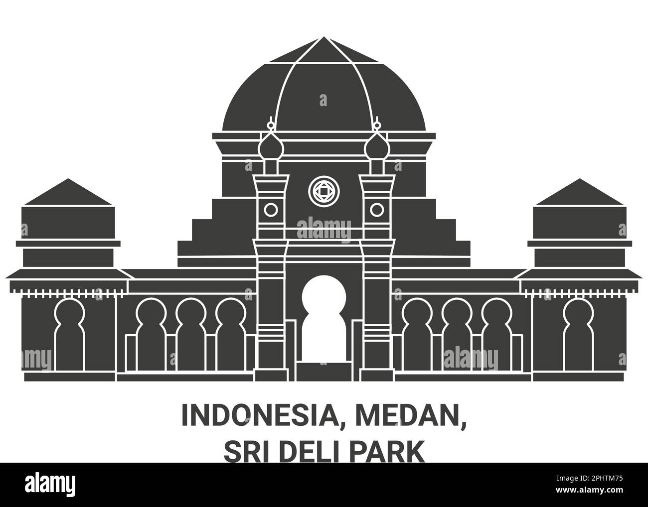 Indonesien, Medan, Sri Deli Park Reise Landmark Vektordarstellung Stock Vektor