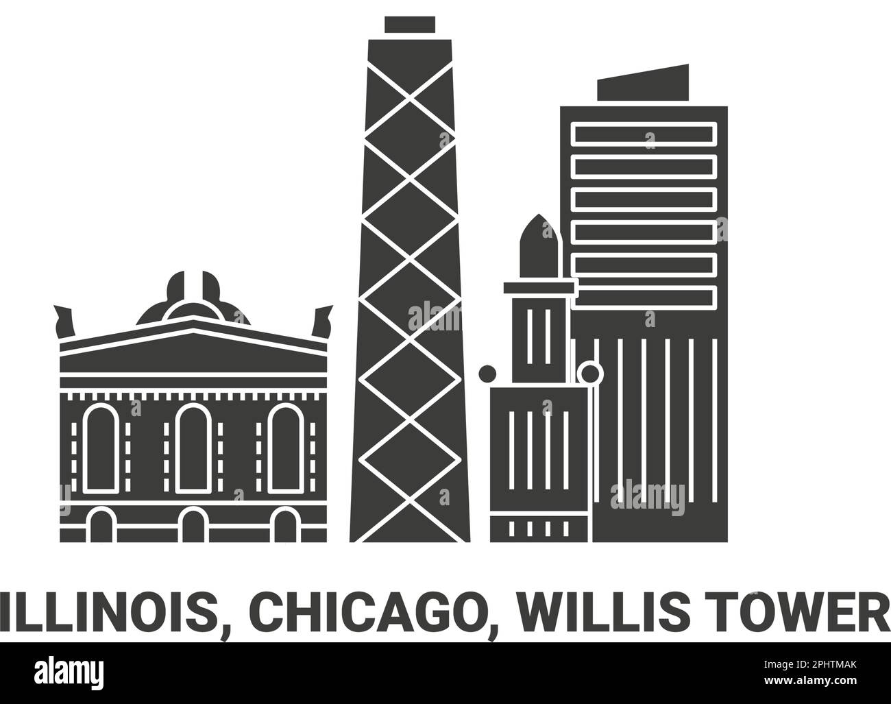 USA, Illinois, Chicago, Willis Tower, Reise-Wahrzeichen-Vektordarstellung Stock Vektor