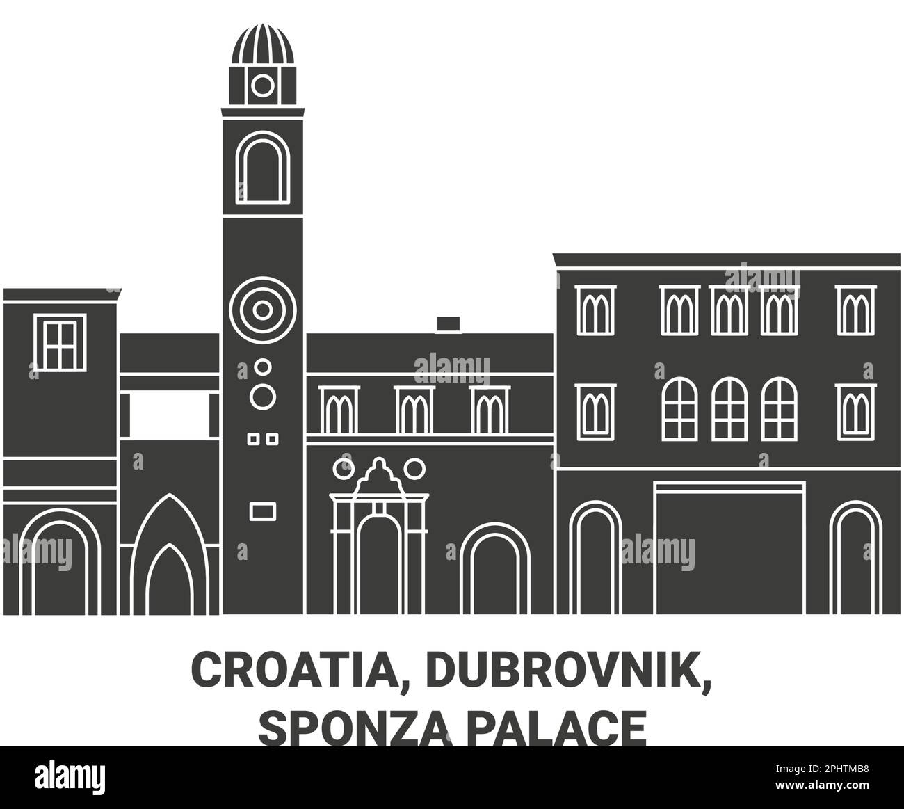 Kroatien, Dubrovnik, Sponza Palast Reise Wahrzeichen Vektordarstellung Stock Vektor
