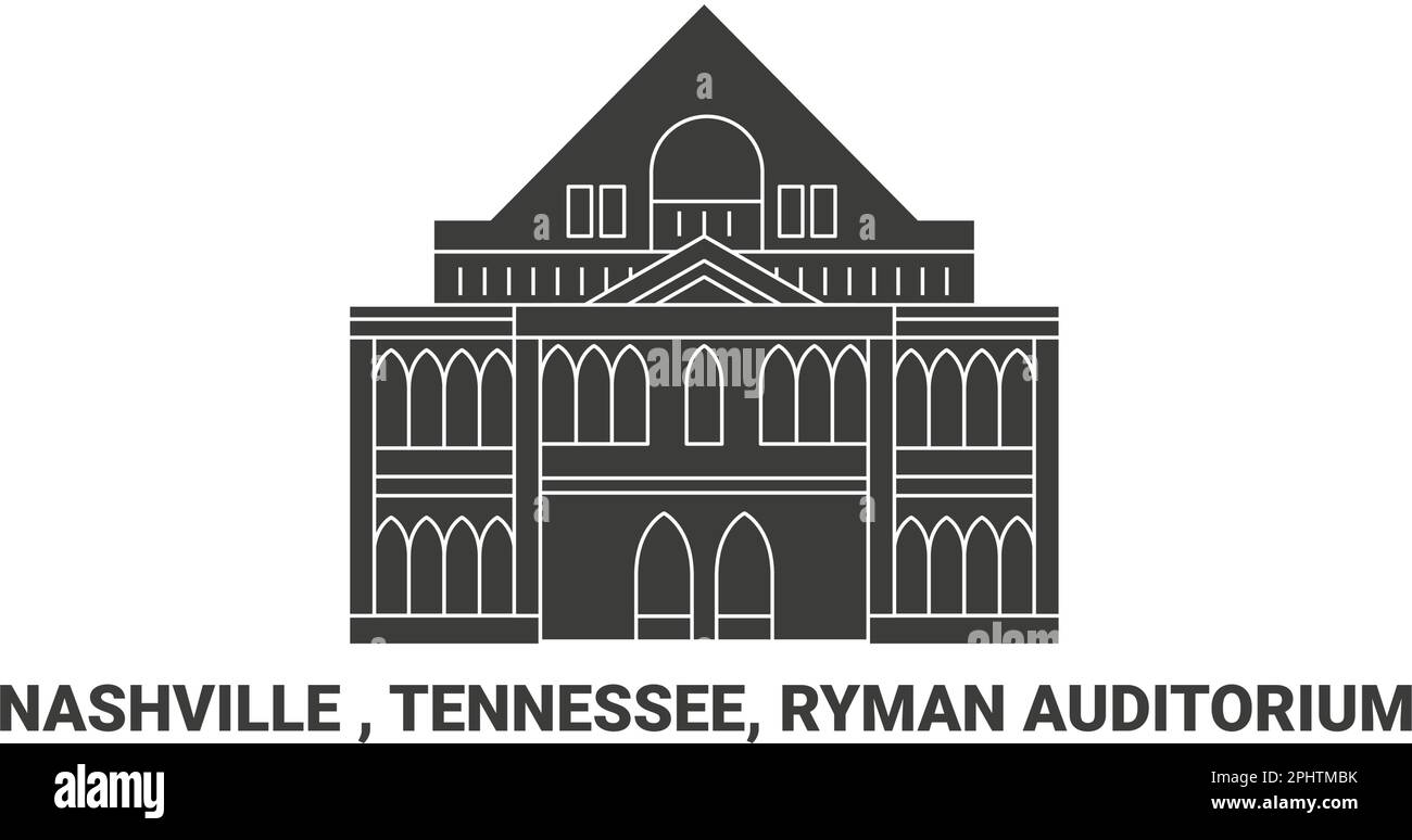USA, Nashville, Tennessee, Ryman Auditorium, Reise-Wahrzeichen-Vektordarstellung Stock Vektor