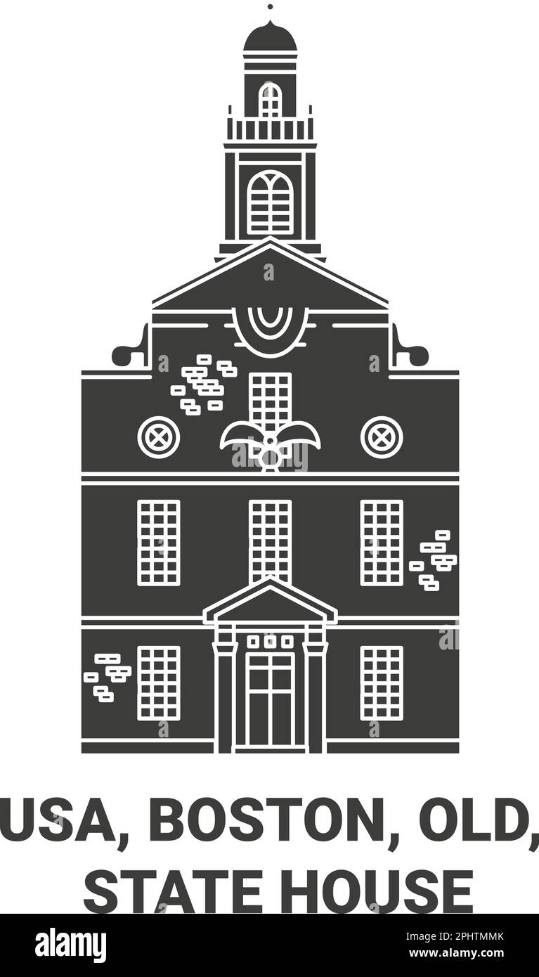 USA, Boston, Old, State House, Reiseziel-Vektorgrafik Stock Vektor