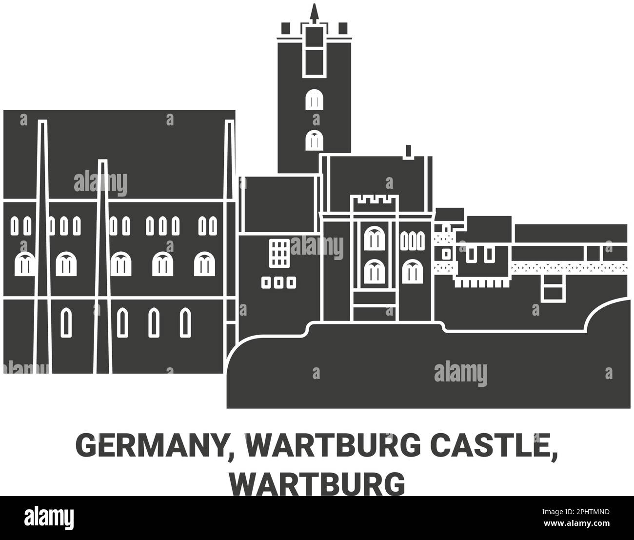 Deutschland, Wartburg Schloss, Wartburg Reise Wahrzeichen Vektordarstellung Stock Vektor