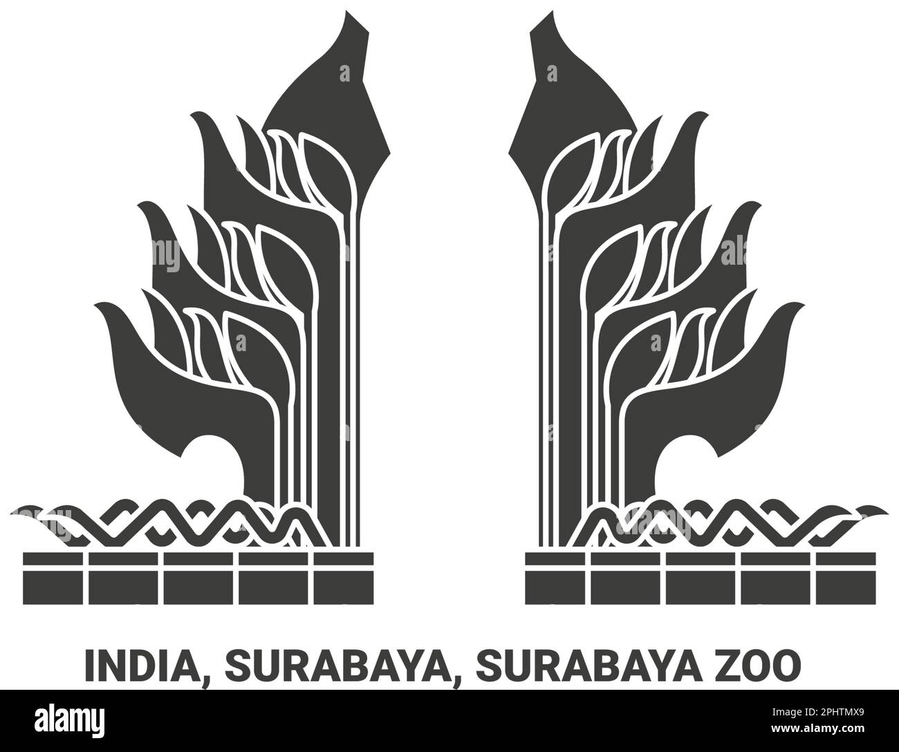 Indien, Surabaya, Surabaya Zoo Reise Wahrzeichen Vektordarstellung Stock Vektor