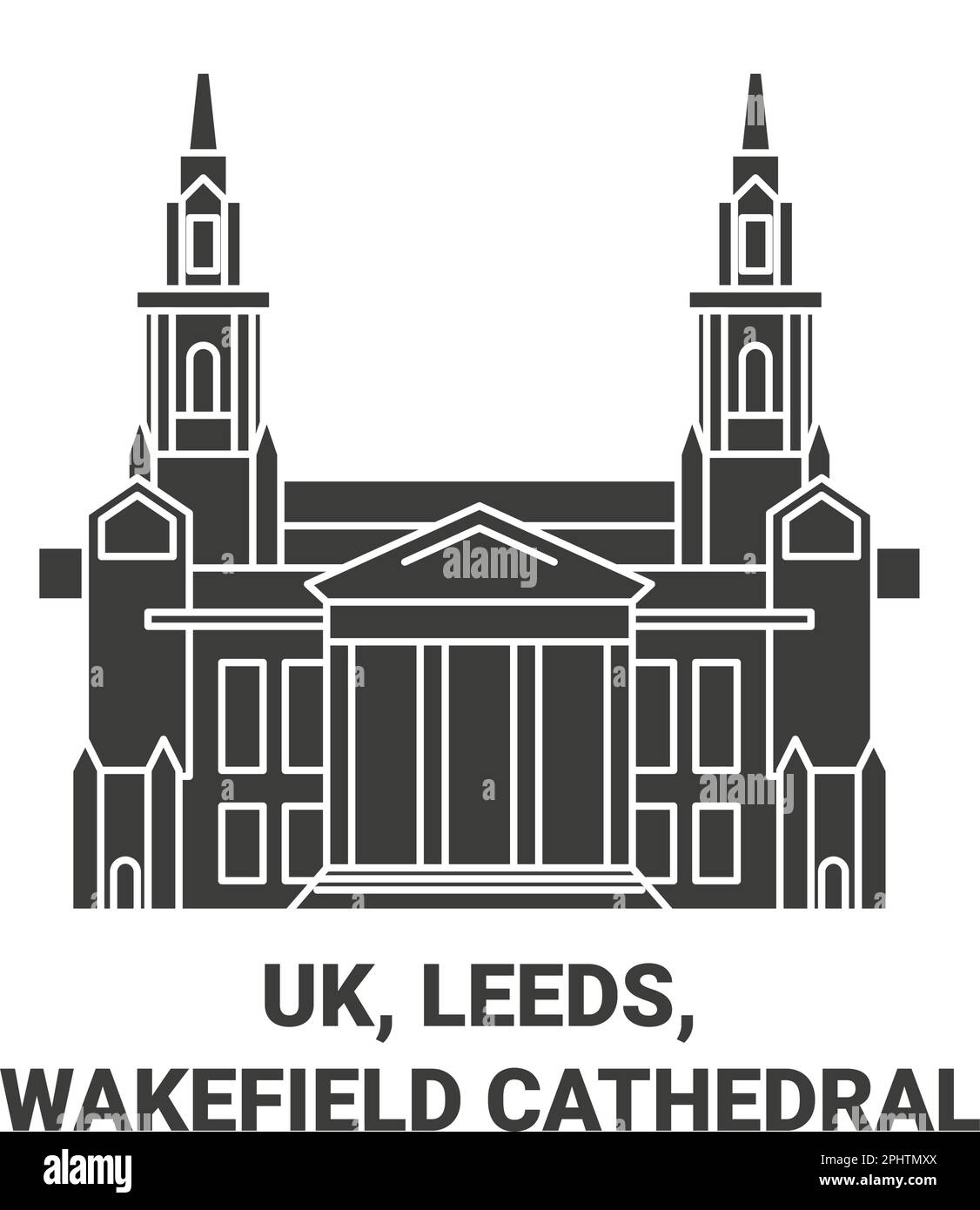 England, Leeds, Wakefield Cathedral reisen Wahrzeichen-Vektordarstellung Stock Vektor