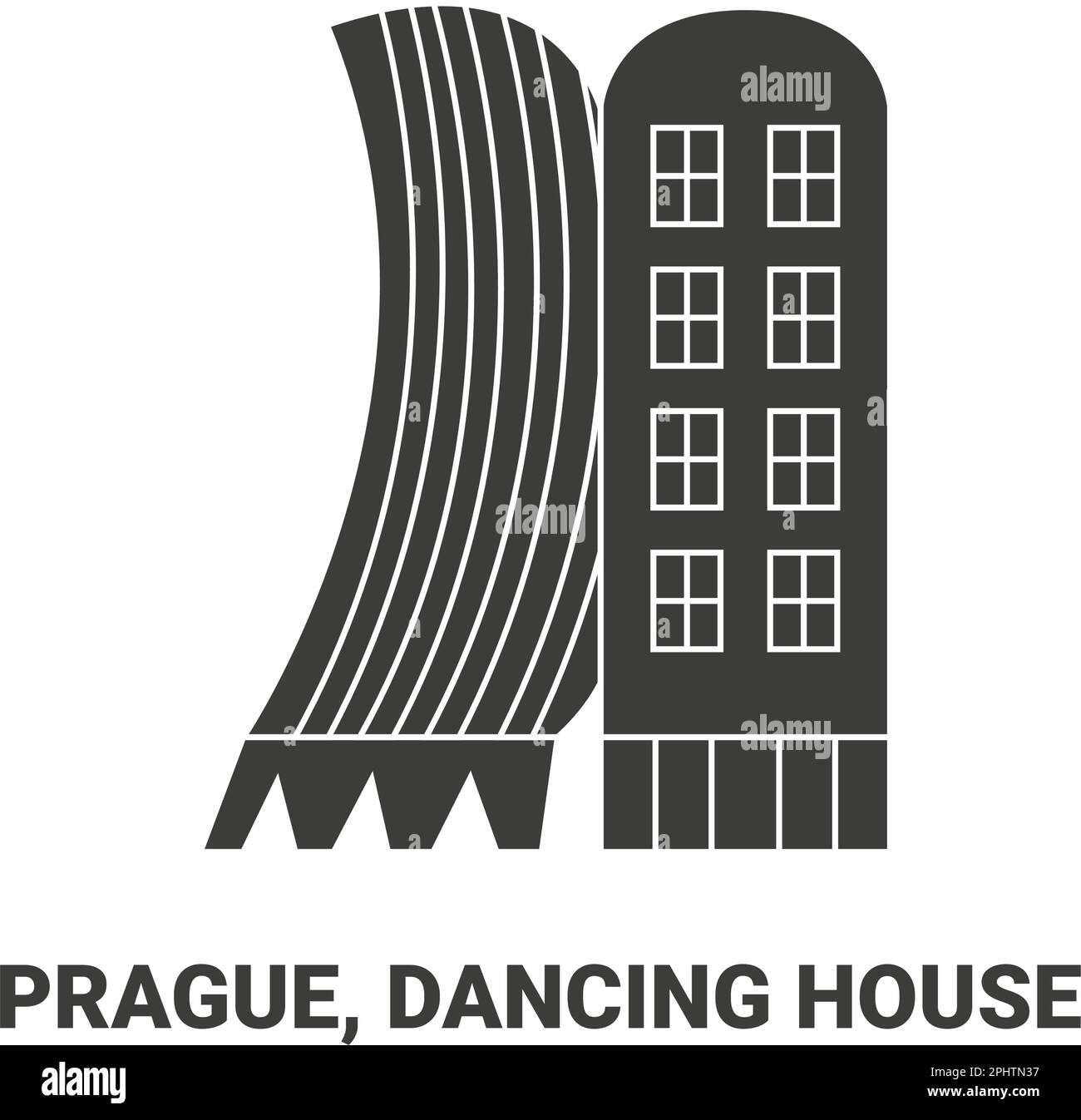 Tschechische Republik, Prag, Tanzendes Haus, Reise-Wahrzeichen-Vektor-Illustration Stock Vektor