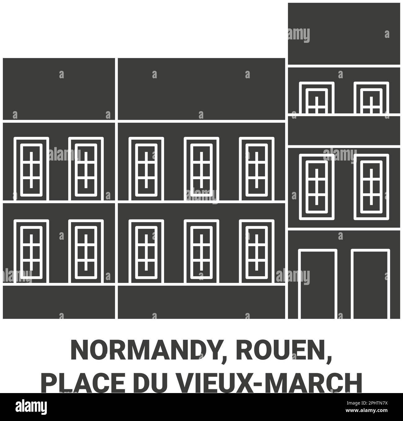 Frankreich, Normandie, Rouen, Place Du Vieuxmarch Reise Landmarke Vektordarstellung Stock Vektor