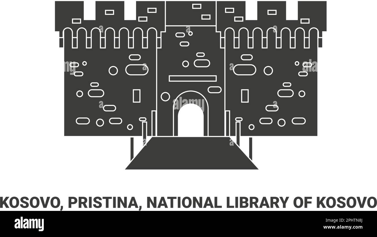 Kosovo, Pristina, Nationalbibliothek des Kosovo, Reise-Wahrzeichen-Vektordarstellung Stock Vektor