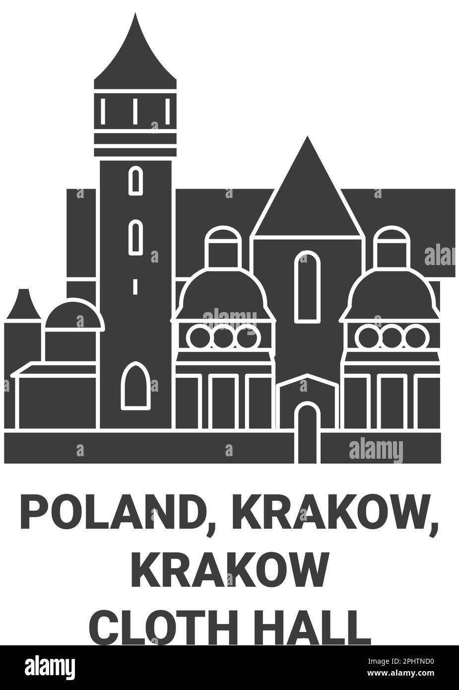 Polen, Krakau, Krakau Tuchhalle Reise-Wahrzeichen-Vektordarstellung Stock Vektor