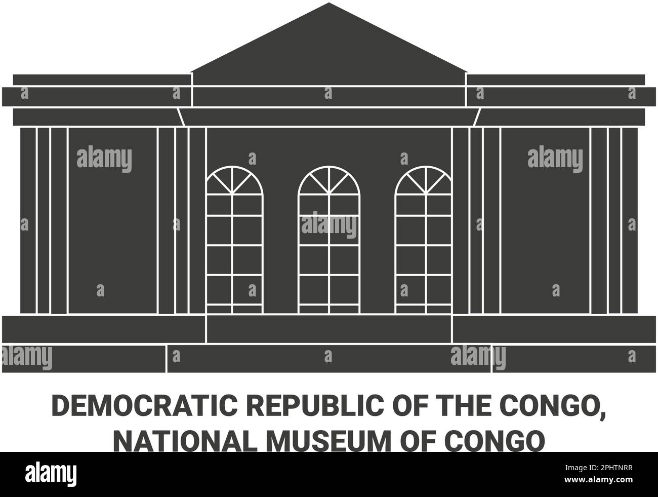 Demokratische Republik Kongo, Nationalmuseum von Kongo Reise-Wahrzeichen Vektordarstellung Stock Vektor