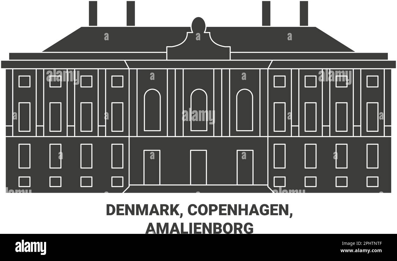 Dänemark, Kopenhagen, Amalienborg Reise-Wahrzeichen-Vektordarstellung Stock Vektor