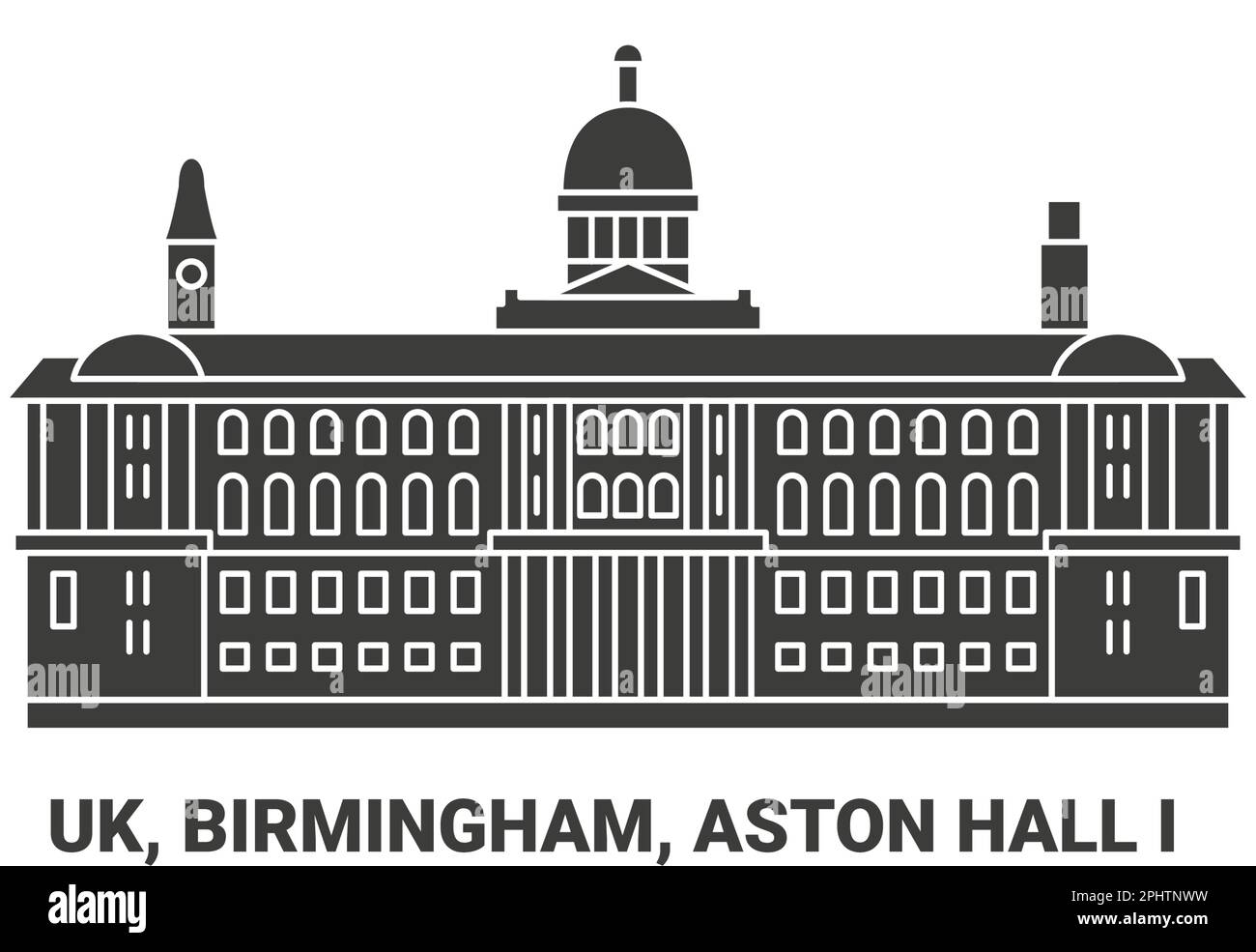 England, Birmingham, Aston Hall I, Reise-Wahrzeichen-Vektordarstellung Stock Vektor