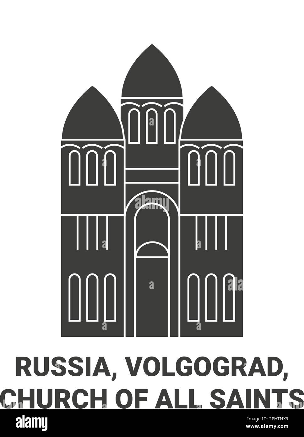 Russland, Wolgograd, Allerheiligen Kirche reisen als Vektorbild für Wahrzeichen Stock Vektor