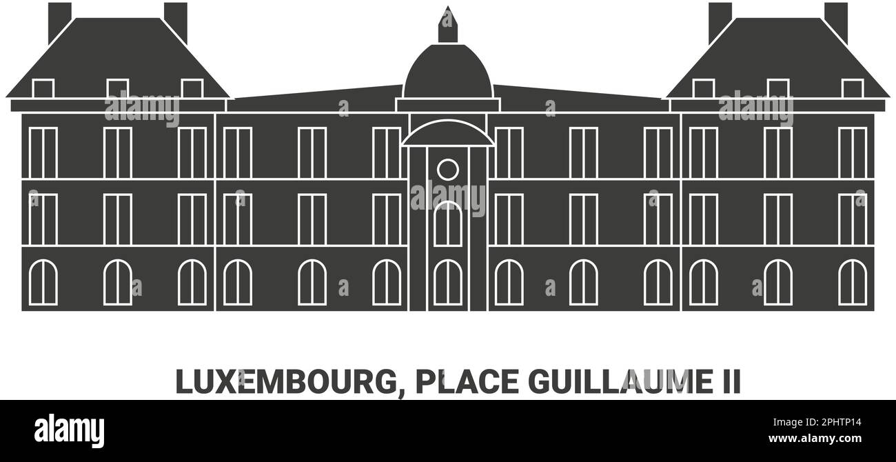 Luxemburg, Place Guillaume II, Reise-Wahrzeichen-Vektordarstellung Stock Vektor