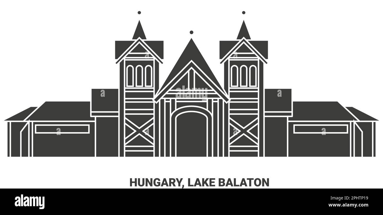 Ungarn, Balaton See, Reise Landsmark Reise Wahrzeichen Vektordarstellung Stock Vektor