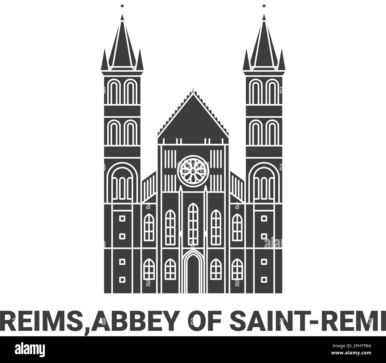 Frankreich, Reims, Abtei von Saintremi, Reise-Wahrzeichen-Vektordarstellung Stock Vektor