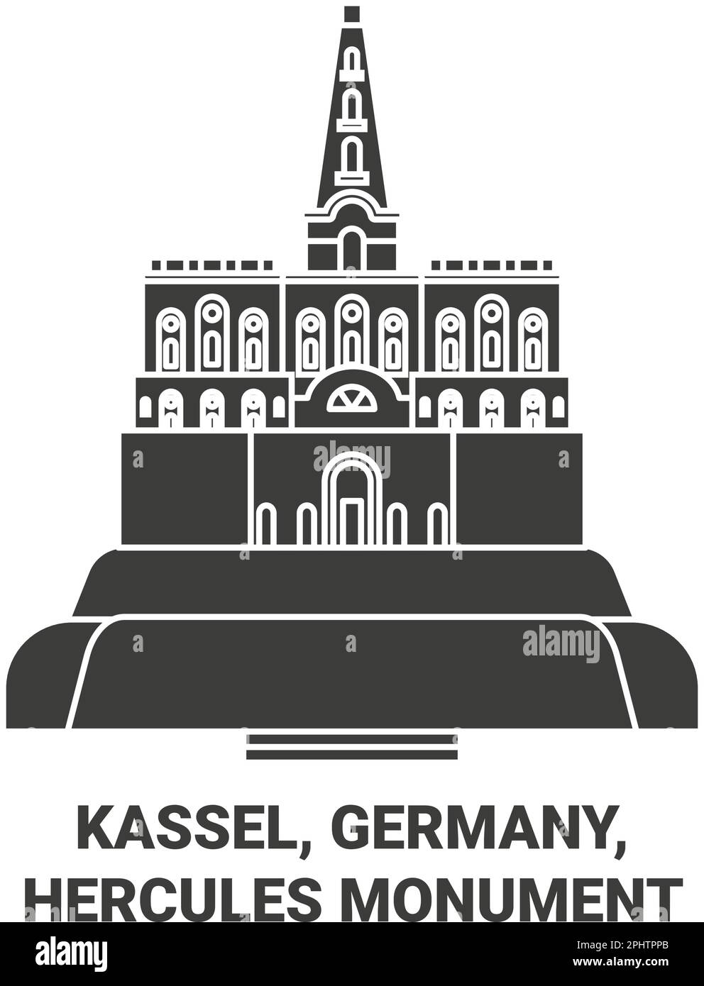 Deutschland, Kassel, Herkules-Denkmal Reise-Vektordarstellung Stock Vektor