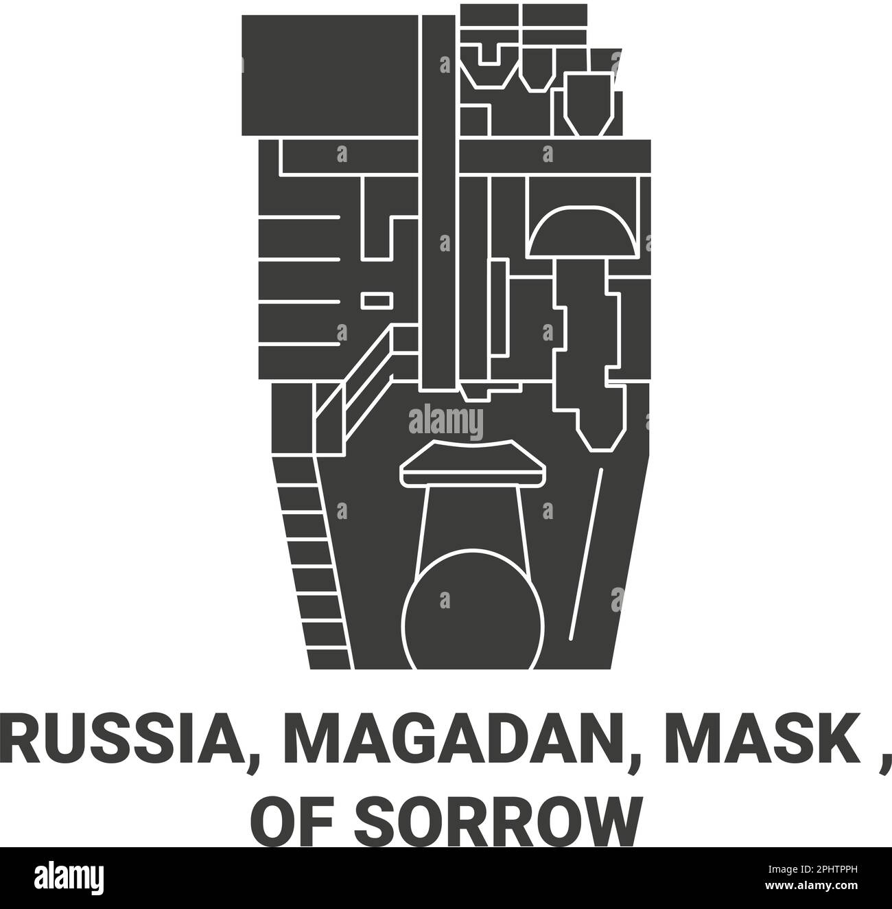 Russland, Magadan, Maske, der Trauer Reise Landmarke Illustration Stock Vektor