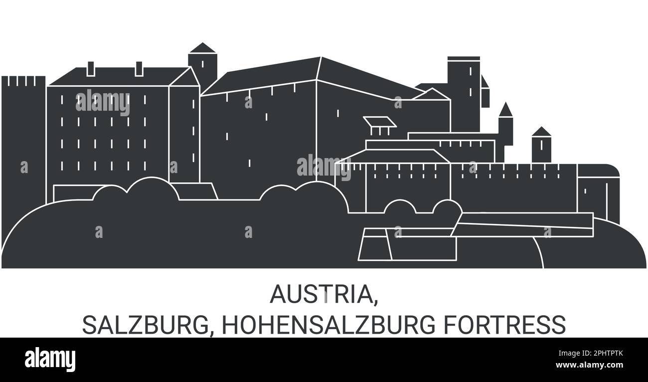 Österreich, Salzburg, Festung Hohensalzburg reisen als Vektorbild Stock Vektor