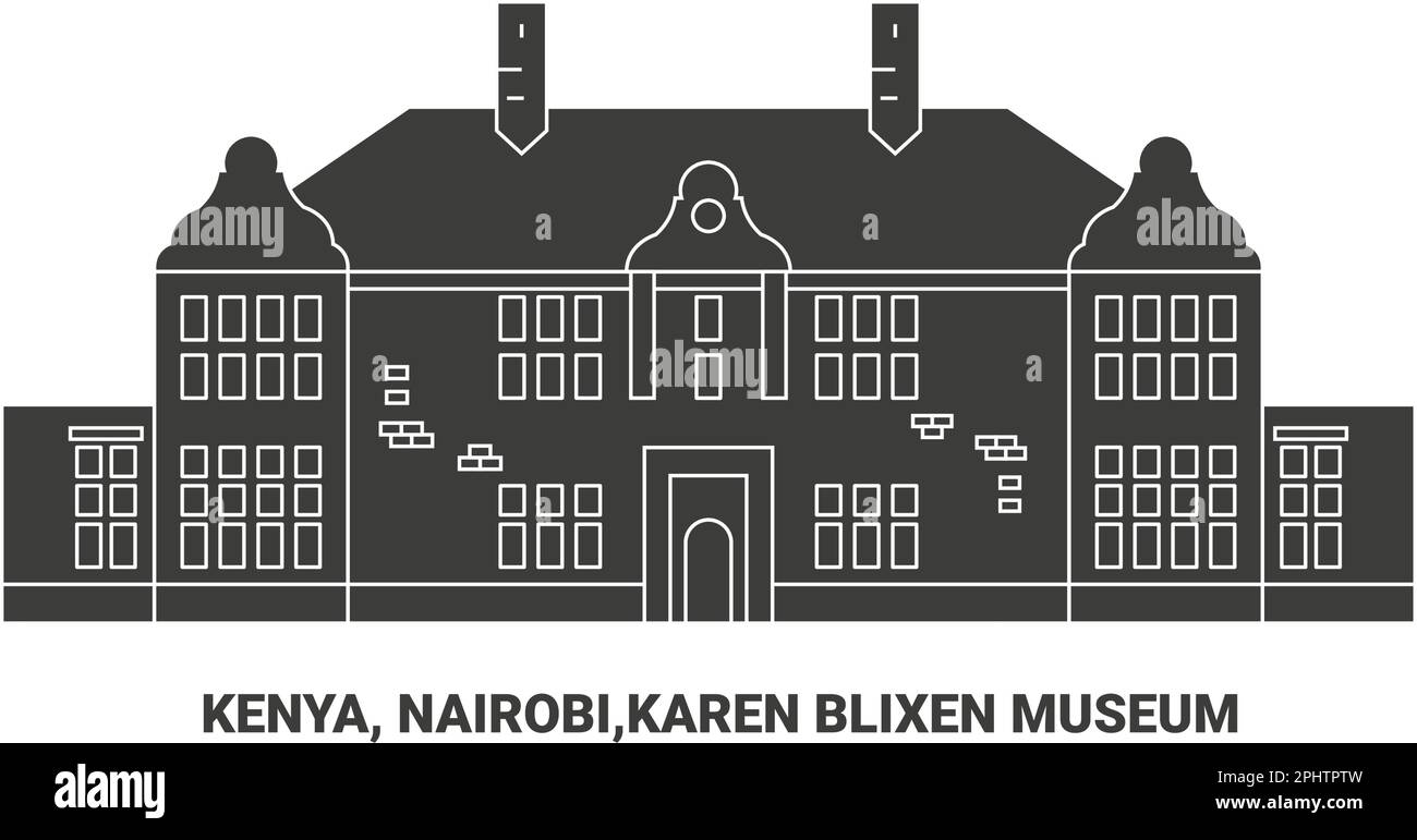 Kenia, Nairobi, Karen Blixen Museum, Reise-Wahrzeichen-Vektordarstellung Stock Vektor