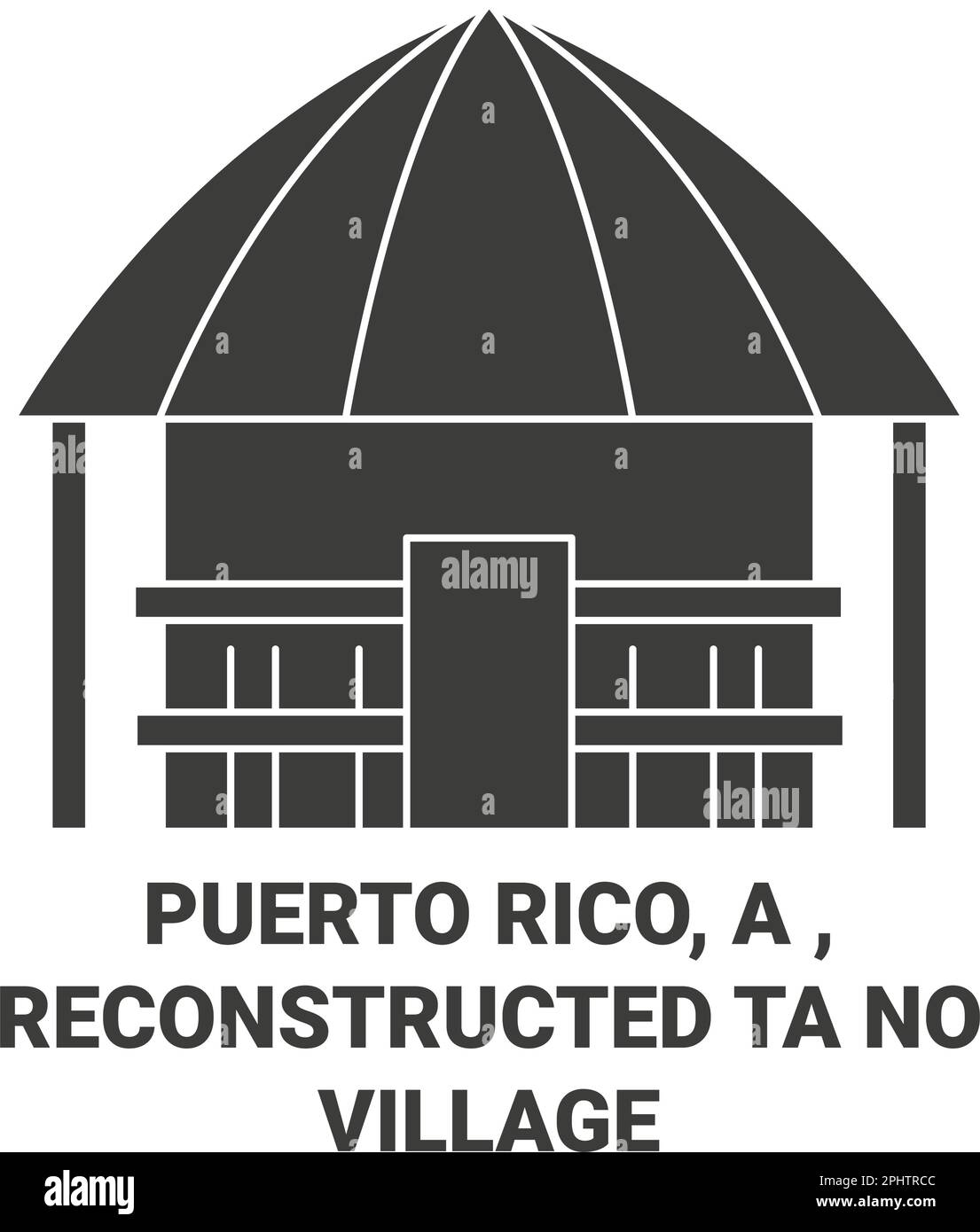 Puerto Rico, rekonstruiertes Tano Village Reise-Wahrzeichen-Vektorbild Stock Vektor