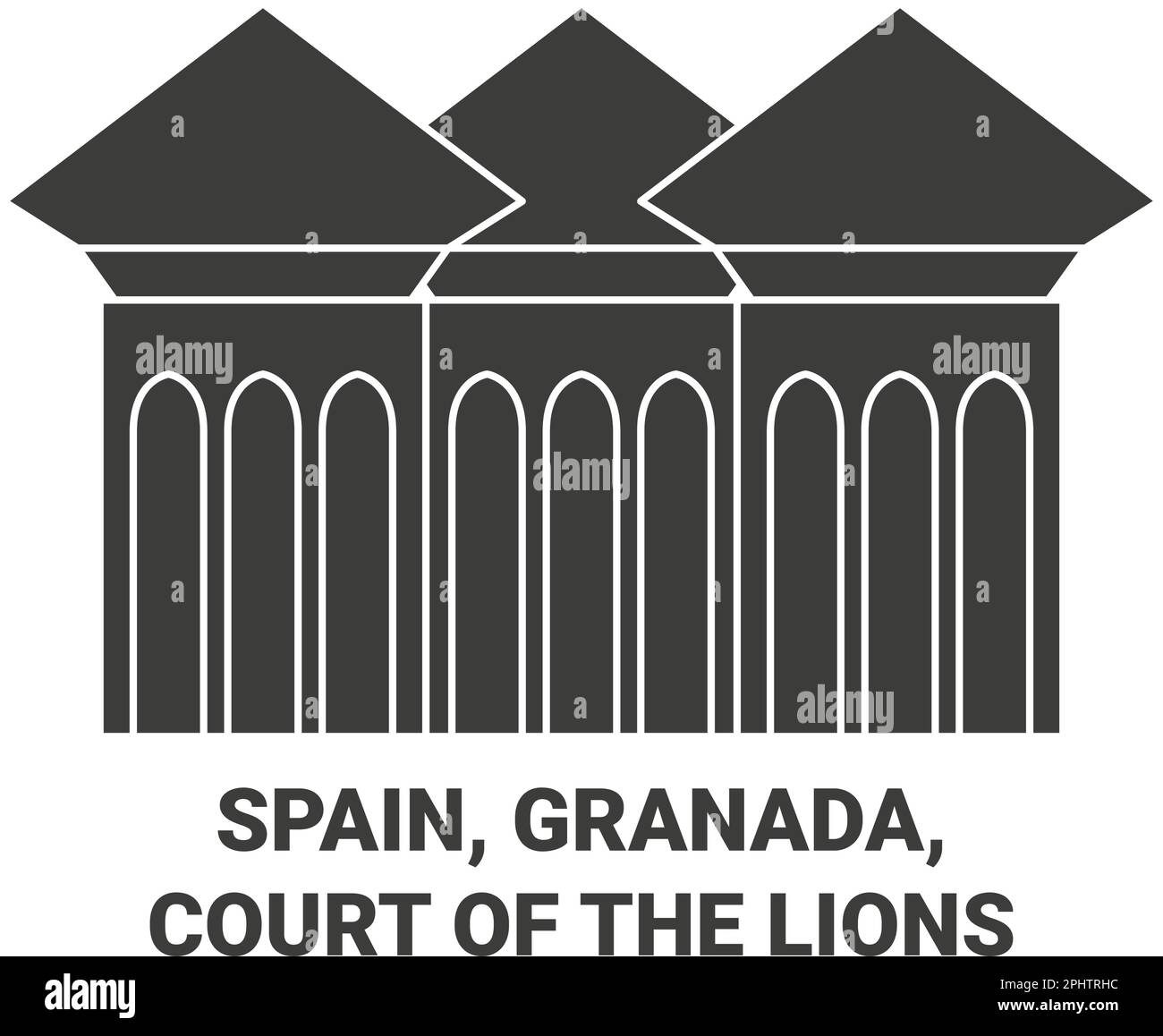 Spanien, Granada, Court of the Lions reisen als Vektorgrafik Stock Vektor