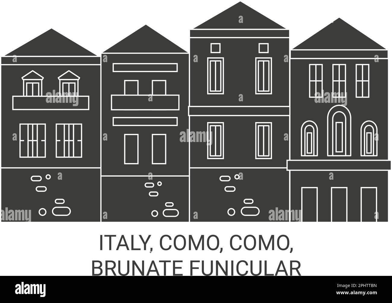 Vektordarstellung für Italien, Como, Como, Brunate Funicular Travel Landmark Stock Vektor