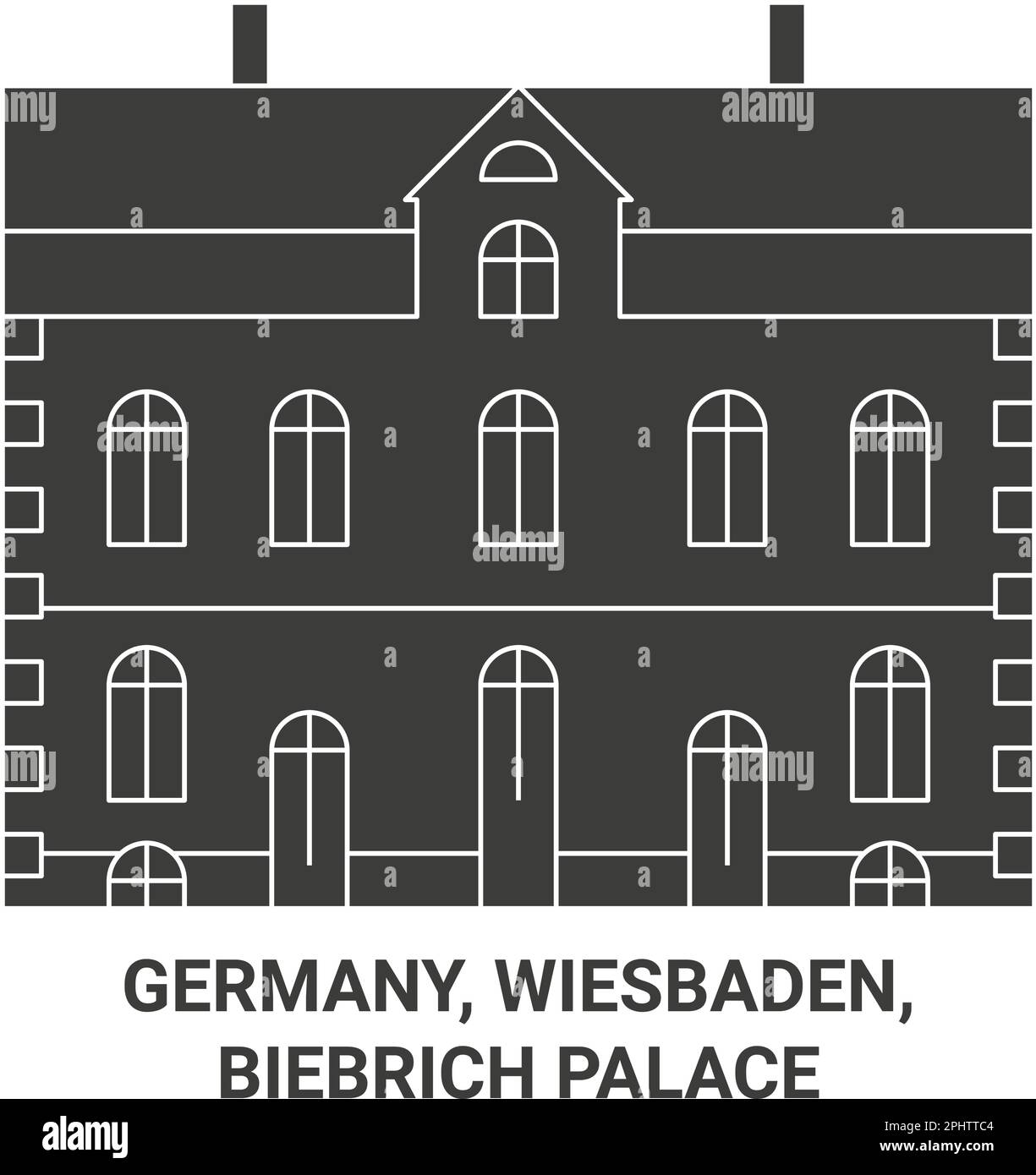 Deutschland, Wiesbaden, Biebrich Palast Reise-Wahrzeichen Vektordarstellung Stock Vektor