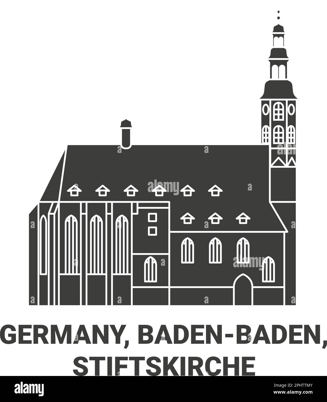 Deutschland, BadenBaden, Stiftskirche Reise Landmark Vektordarstellung Stock Vektor