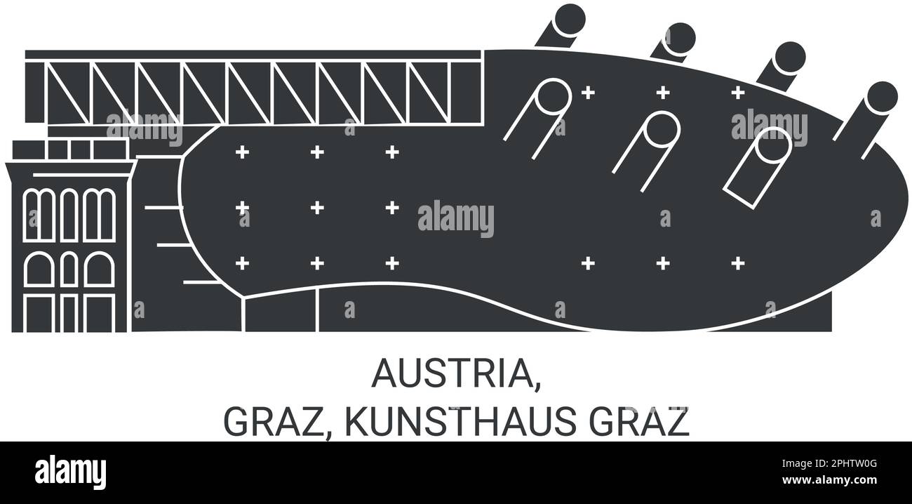 Österreich, Graz, Kunsthaus Graz reisen Wahrzeichen Vektordarstellung Stock Vektor