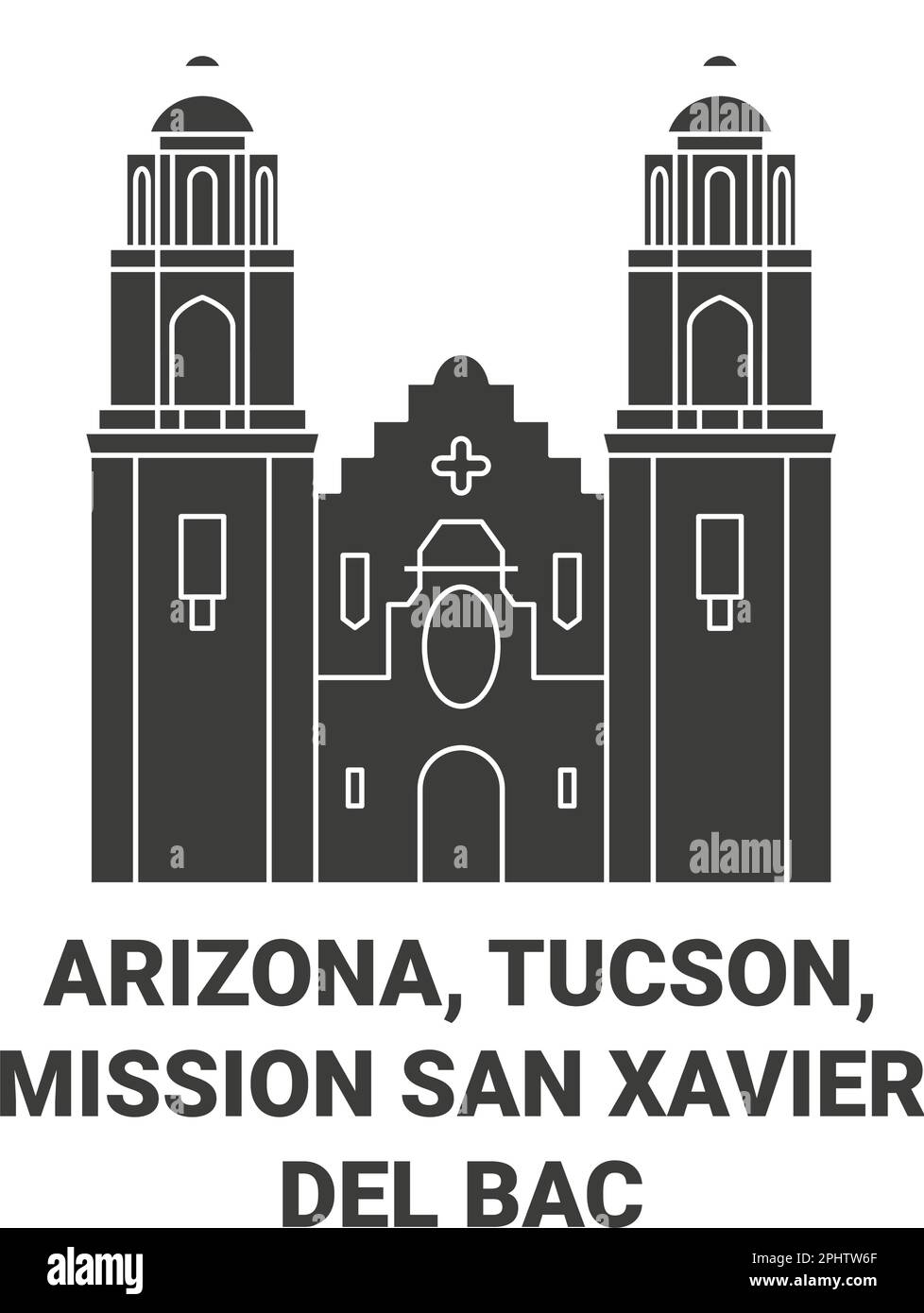 USA, Arizona, Tucson, Mission San Xavier Del Bac Reise-Wahrzeichen-Vektordarstellung Stock Vektor