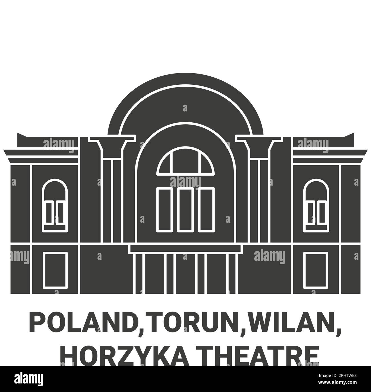 Polen, Torun, WiLan, Horzyka Theatre Reise Landmark Vector Illustration Stock Vektor