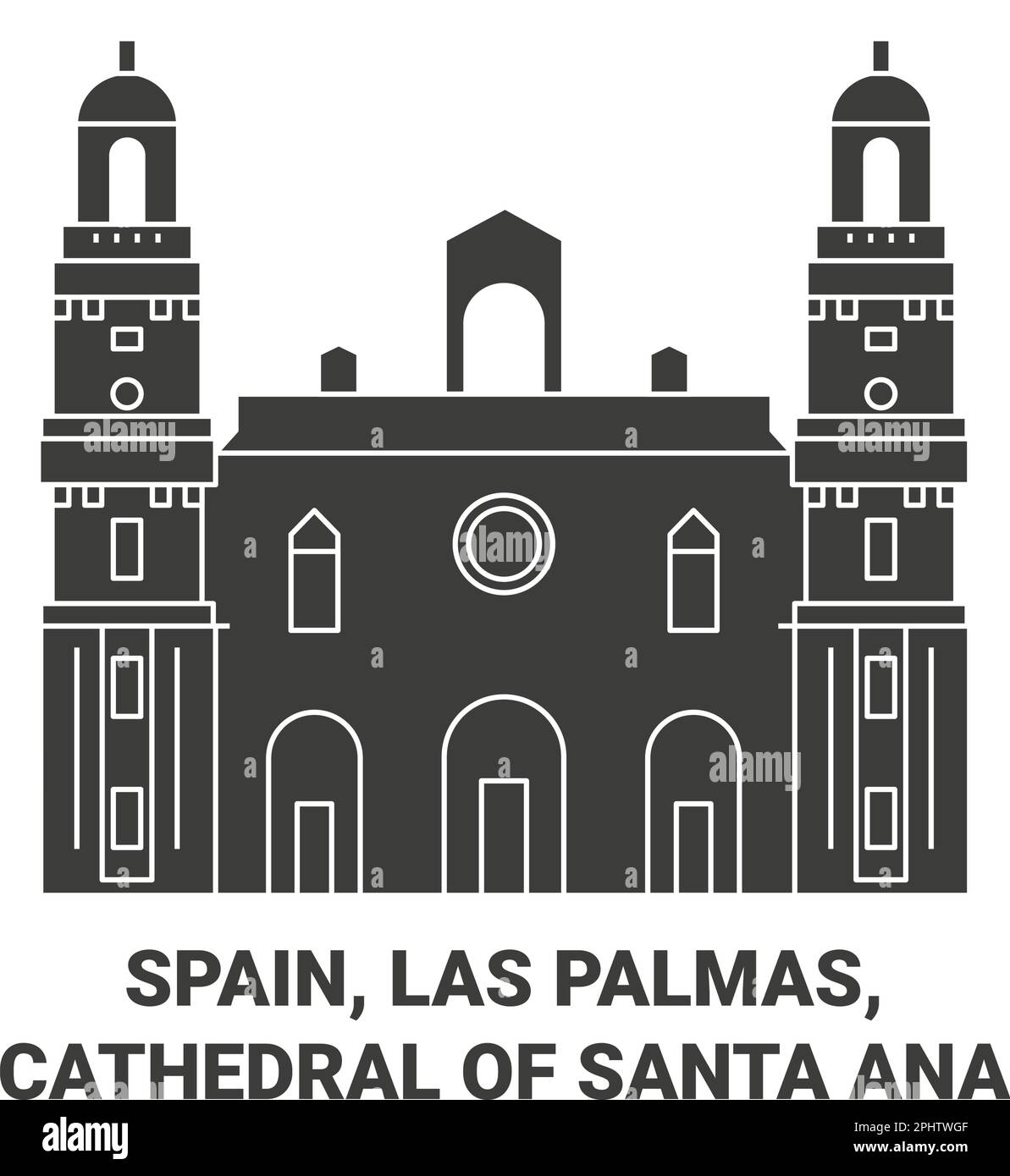 Spanien, Las Palmas, Kathedrale von Santa Ana reisen Wahrzeichen-Vektordarstellung Stock Vektor