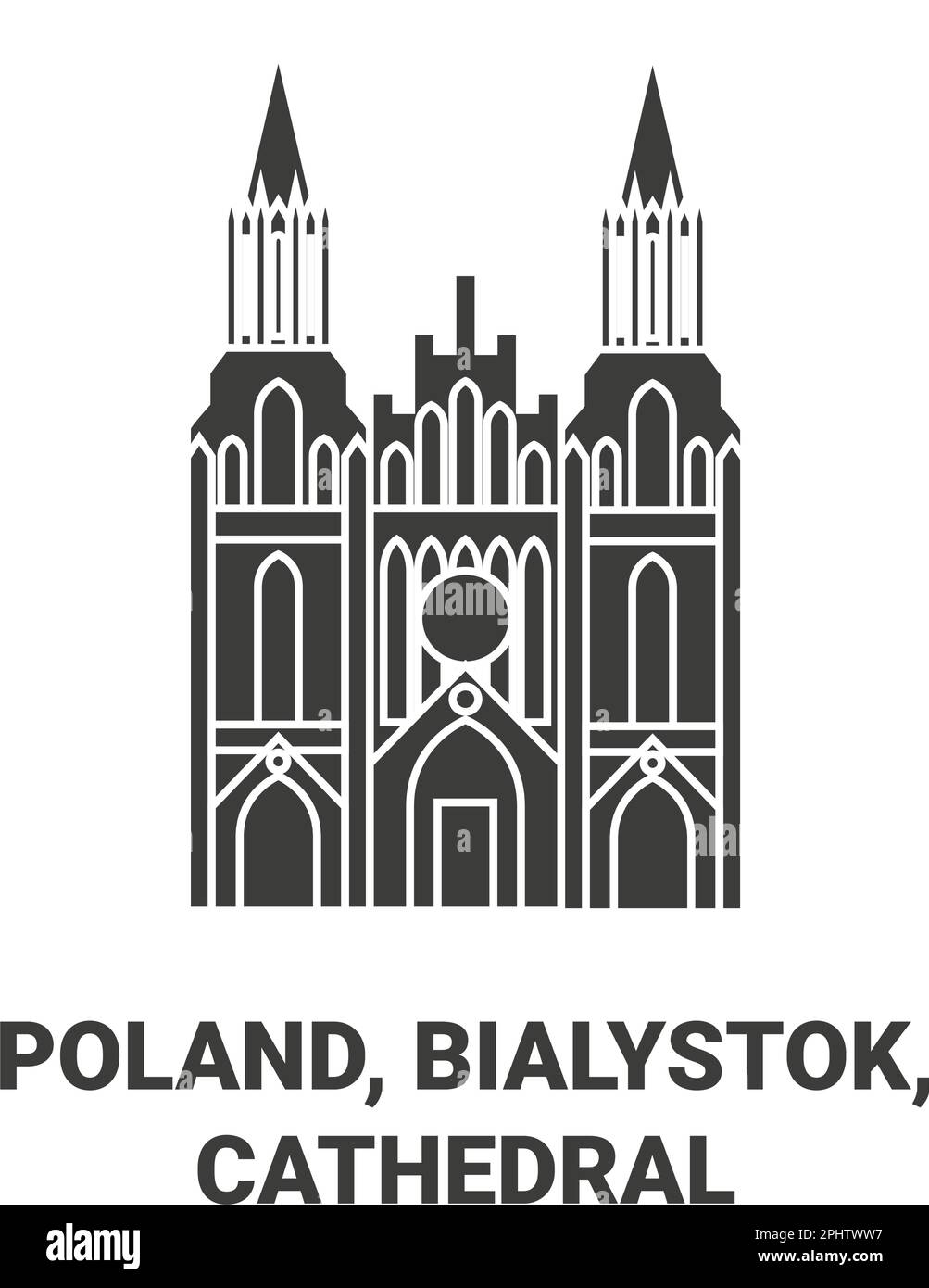 Polen, Bialystok, Kathedrale, die Himmelfahrt der Heiligen Jungfrau Maria reisen als Vektorbild Stock Vektor