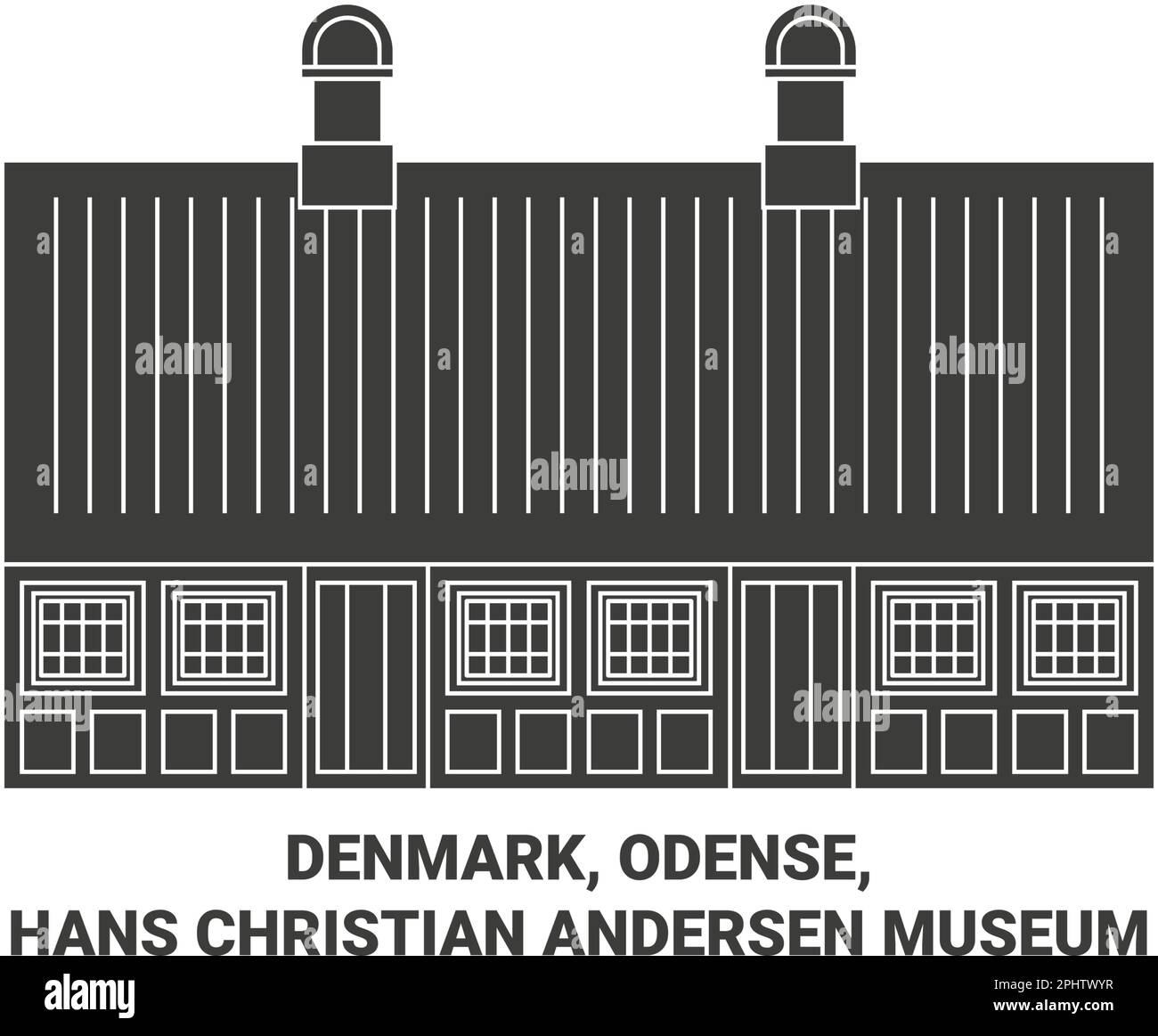Dänemark, Odense, Hans Christian Andersen Museum reisen Wahrzeichen Vektordarstellung Stock Vektor