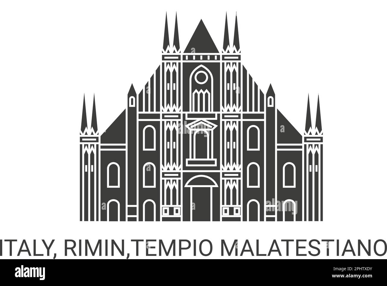 Italien, Rimin, Tempio Malatestiano, Reise-Wahrzeichen-Vektordarstellung Stock Vektor