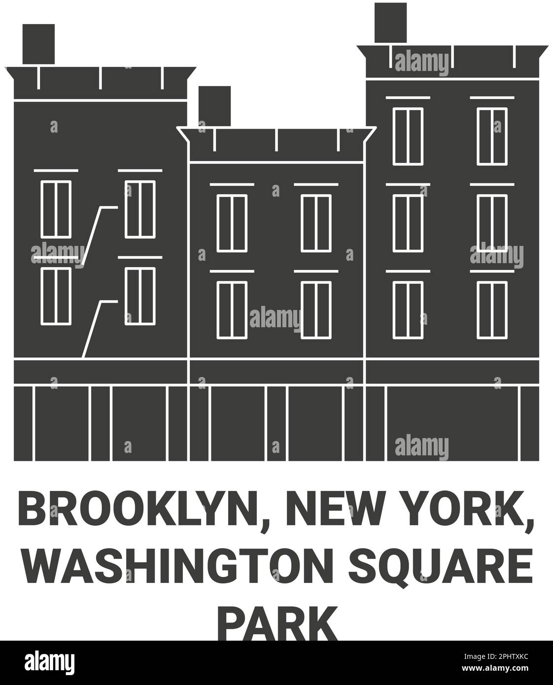 Vektorgrafik für Reisen in die USA, Brooklyn, New York, Washington Square Park Stock Vektor