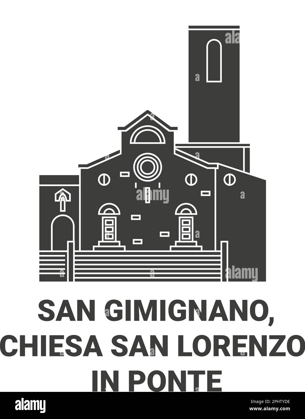 Italien, San Gimignano, Chiesa San Lorenzo in Ponte reisen Wahrzeichen Vektordarstellung Stock Vektor