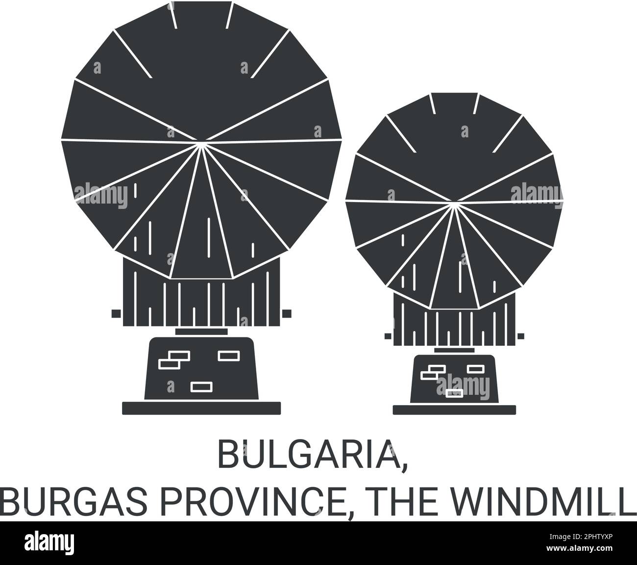Bulgarien, Provinz Burgas, die Windmühle, eine Vektordarstellung für Reisen Stock Vektor