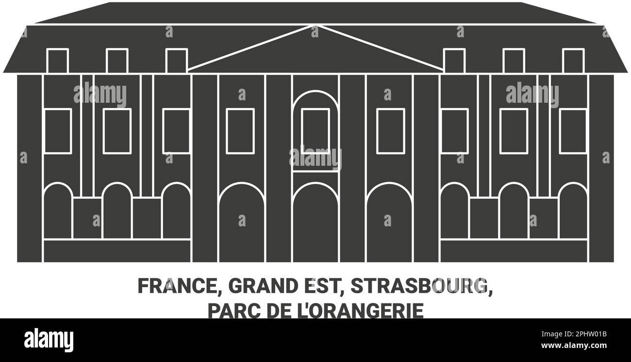 Frankreich, Grand Est, Straßburg, Parc de L'orangerie Reise-Wahrzeichen-Vektordarstellung Stock Vektor