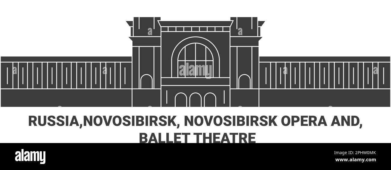 Russland, Nowosibirsk, Nowosibirsk Opera und, Ballet Theatre Reise Landmark Vector Illustration Stock Vektor