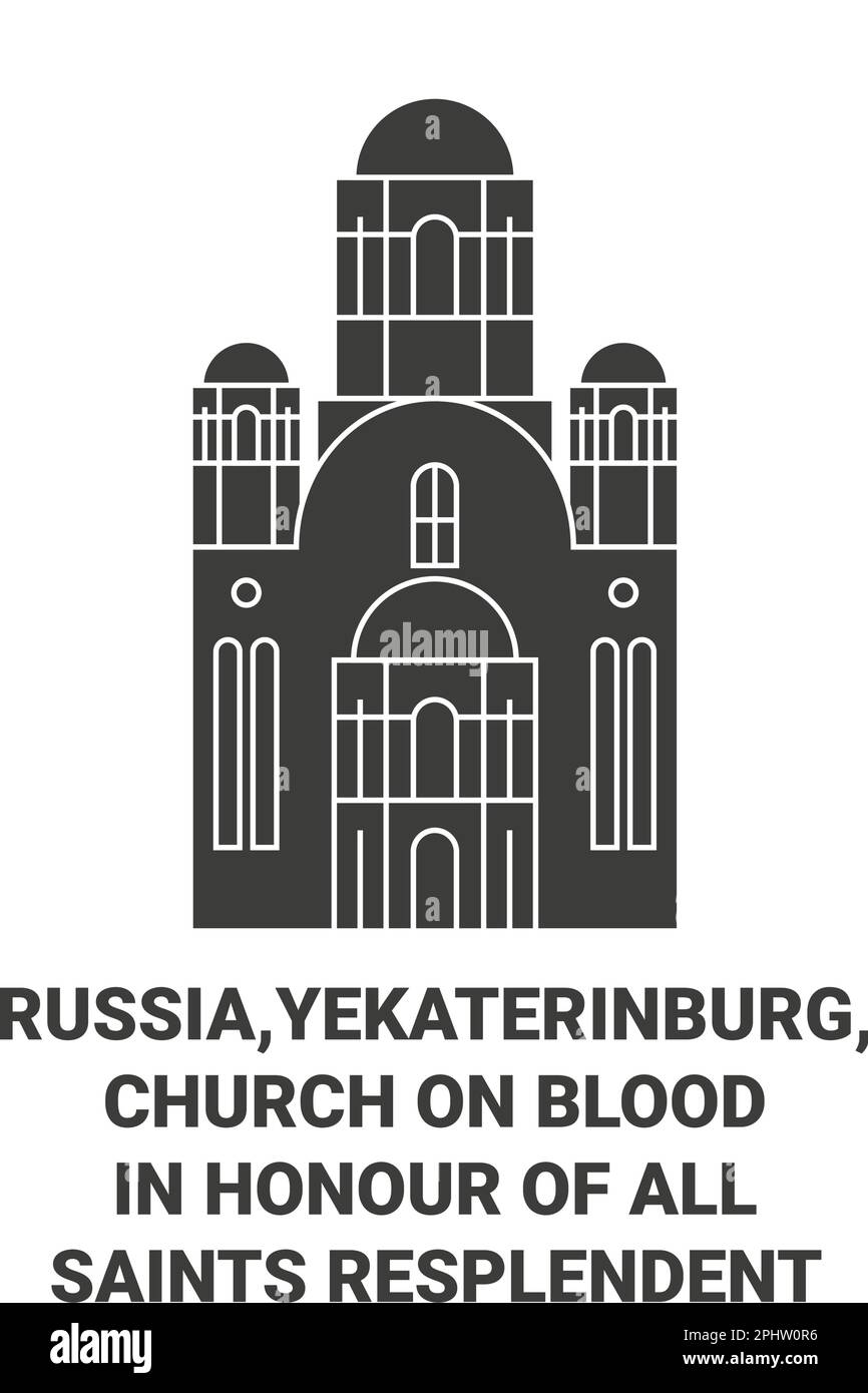 Russland, Jekaterinburg, Blutkirche zu Ehren aller Heiligen, glitzernde Reise-Wahrzeichen-Vektordarstellung Stock Vektor