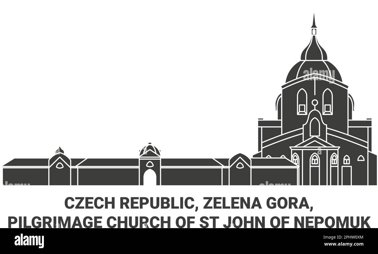 Tschechische Republik, Zelena Gora, Pilgerkirche St. Johannes von Nepomuk Reise Wahrzeichen Vektordarstellung Stock Vektor