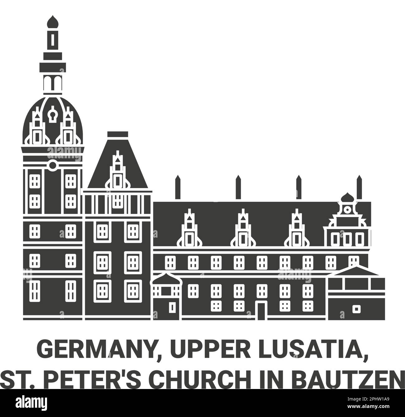 Deutschland, Oberlusatien, St. Peter's Church in Bautzen reisen als Vektorbild für Wahrzeichen Stock Vektor