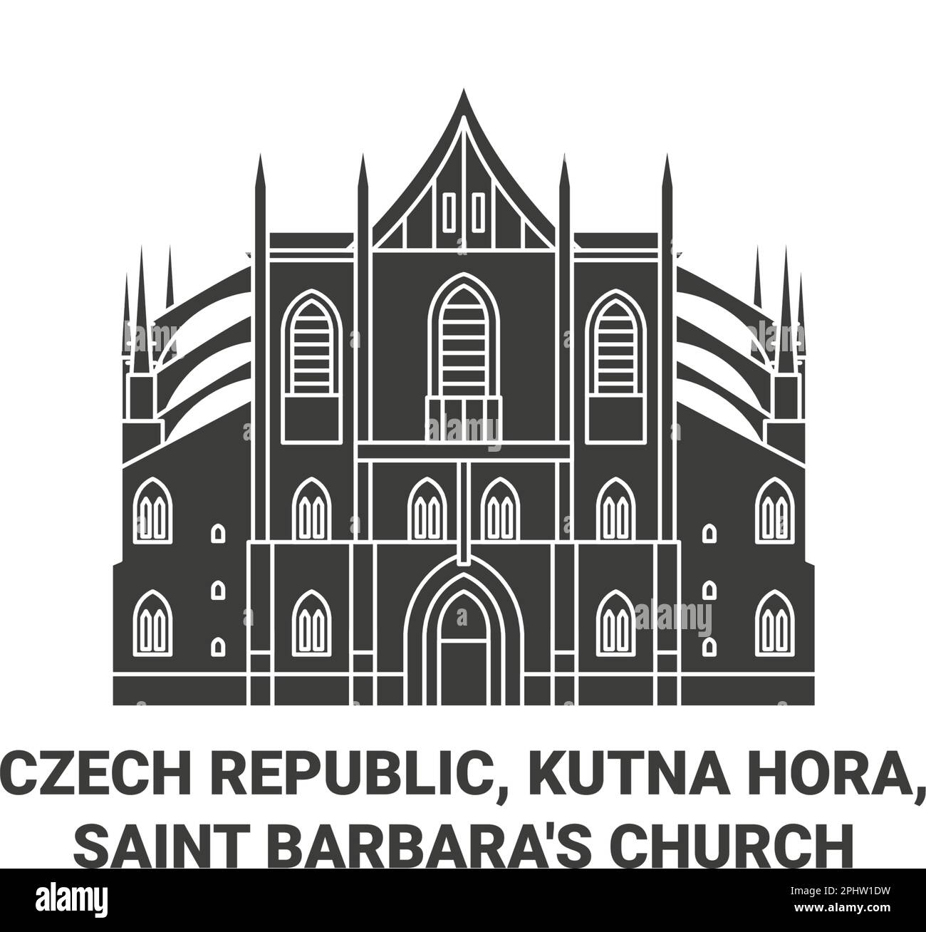 Tschechische Republik, Kutna Hora, Kirche St. Barbara Reise-Wahrzeichen Vektordarstellung Stock Vektor
