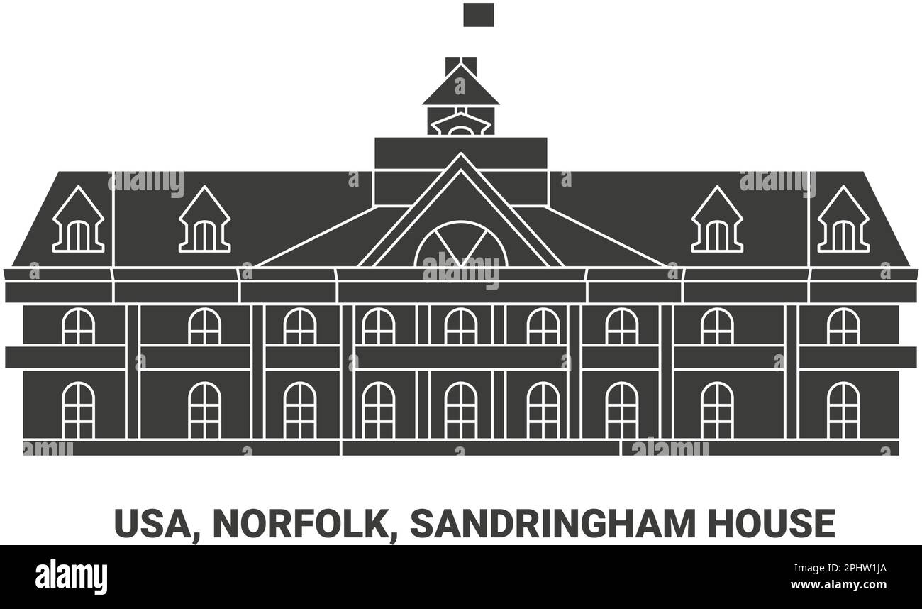 USA, Norfolk, Sandringham House, Reise-Wahrzeichen-Vektordarstellung Stock Vektor