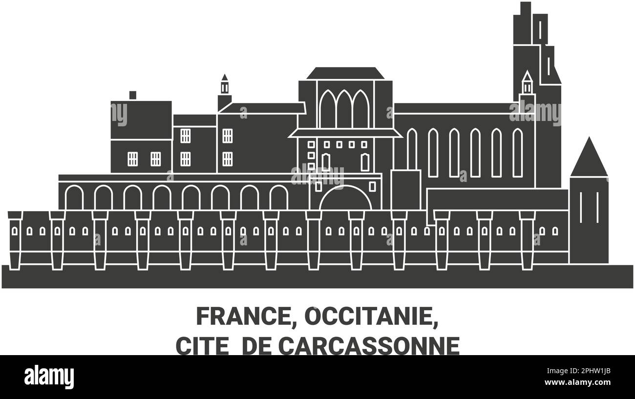 Frankreich, Occitanie, Cite De Carcassonne reisen Landmarke Vektordarstellung Stock Vektor